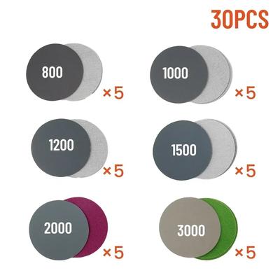 30pcs Sanding Disc 3 Inch Flocking Sandpaper Sanding Machine Self-Adhesive Grinding Wet Sandpaper For Drill Grinder Rotary Tool