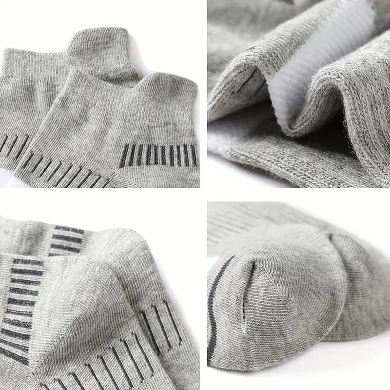 5pairs Men's Athletic Socks, Cotton Breathable Sweat Absorbing Socks, Short Crew Socks For Men
