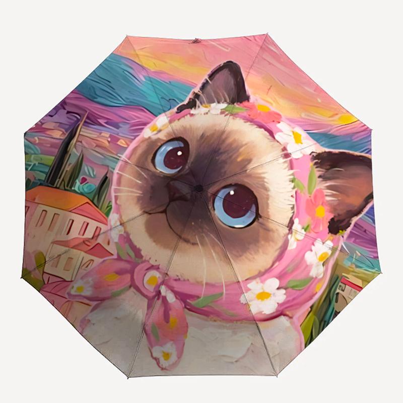 

1PC Floral Cat Automatic Opening And Closing, Sturdy Iron Frame, Portable Folding Design, Suitable For Men And Women In All Seasons55