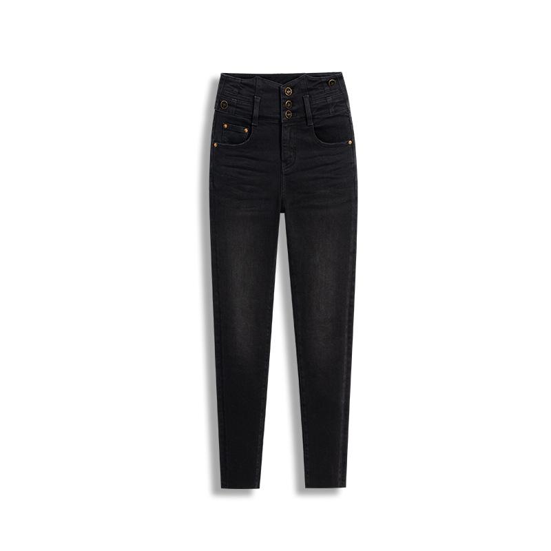 

Elastic Slim-Fit White Fleece Skinny Jeans - Versatile Winter Basic M