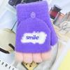 Baby knitted gloves autumn and winter boys and girls fleece warm cartoon cute flip half-finger gloves children's gloves