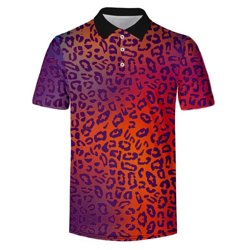 Summer Men's Fashion Short Sleeve Polo Shirt Colorful Pattern Design 3D Printed Outdoor Wear Comfortable Polyester Fiber