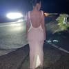 Slim Fit Backless Sexy Evening Dress Women Sleeveless Split High Waist Hip Long Dress Woman Elegant Casual Party Club Dresses 24042