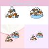 Charming Cartoon Animal Brooch Featuring Playful Cat In Bowl Fun Design For Accessories