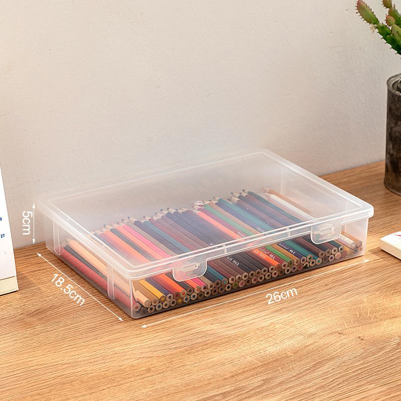Large Capacity Pencil Case Transparent Plastic Notebook Sketch Marker Colored Lead Painting Storage Box Back To School Supplies