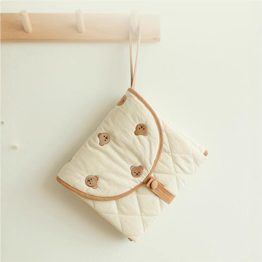 70*50cm Portable Baby Changing Pad Ins Cute Cartoon Foldable Diaper Mat Waterproof Nursery Station for Travel Storage Pocket