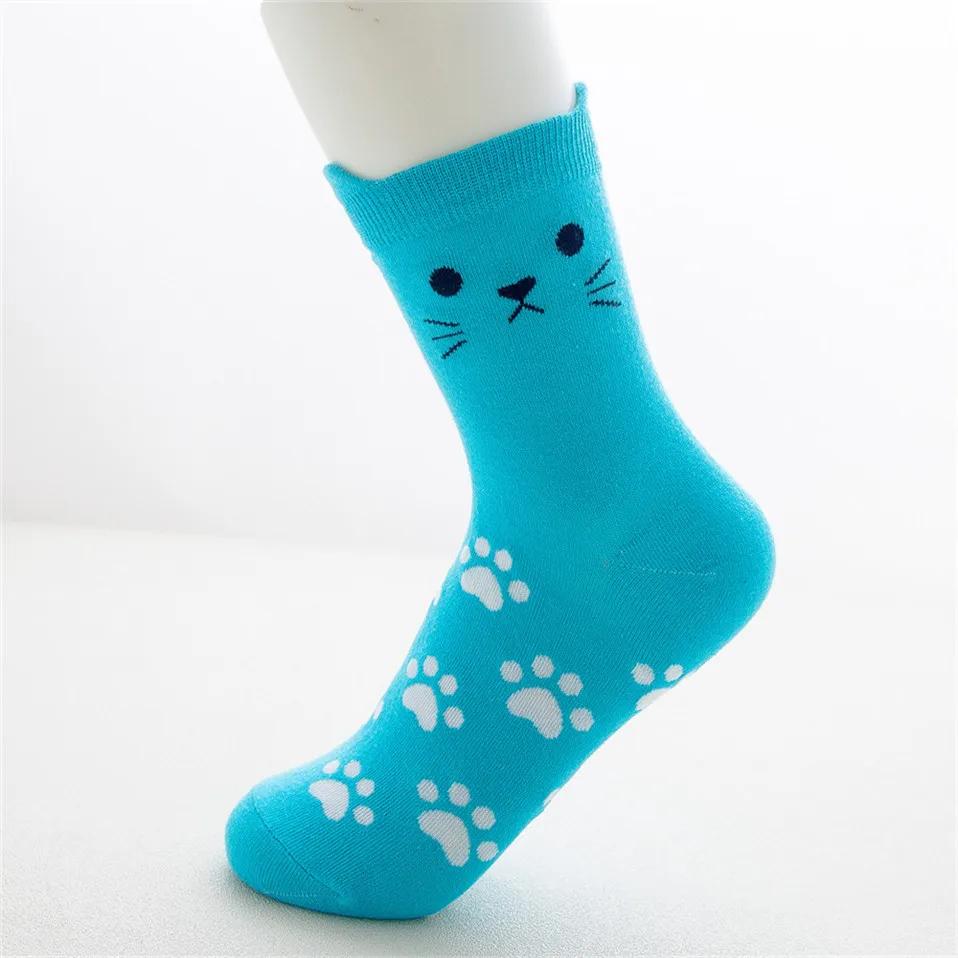 New Fashion Women's Cartoon Harajuku Socks Colorful Cute Funny Happy Cat Animal 4 Season Socks for Girl Christmas Gift
