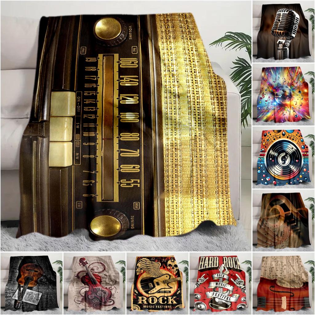 1PC Musical Elements Printed Blanket, All Season Lightweight Home Office Outdoor Nap Multifunctional Blanket A9