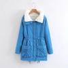 Winter Clothing New Medium and Long Slim Peach Skin Velvet Cotton Coat Drawstring Waist Lamb Wool Warm Coat Women