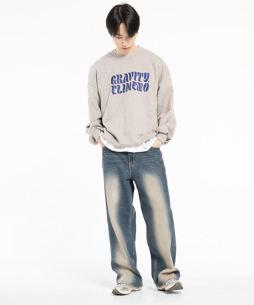 ELIMENO El Graffiti Oversized Sweatshirt Gray (Blue)