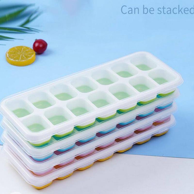 14 Grid Silicone Ice Tray Mold Box Ice Cube Maker Non-Toxic Durable Bar Pub Wine Ice Blocks Maker Kitchen Tools Accessories