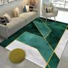 Luxury Geometric Area Rug – Washable Plush Gold & Green Living Room Carpet, Oversized Bedroom Bedside Mat