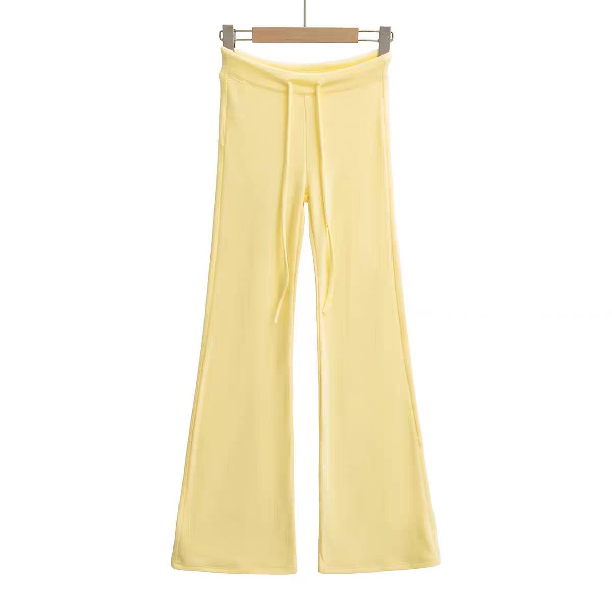 Spring 2026 Casual Slim-Fit Cropped Top  Micro-Flare Pants Set S