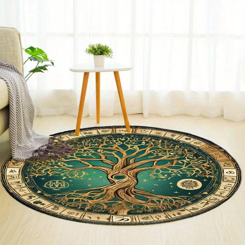 S Tree Of Life Round Rug Nonslip Area Rug Office Chair Mat Carpet For Living Room Bedroom Home Decor