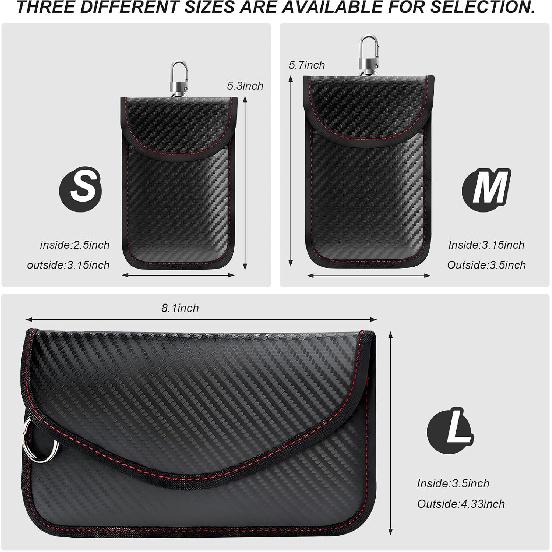 Faraday Pouch for Car Keys, Carbon Fiber RFID/WiFi/GPS Signal Blocking Holder Anti-Tracking Case, Anti-Theft Key Fob Protector Portable Security