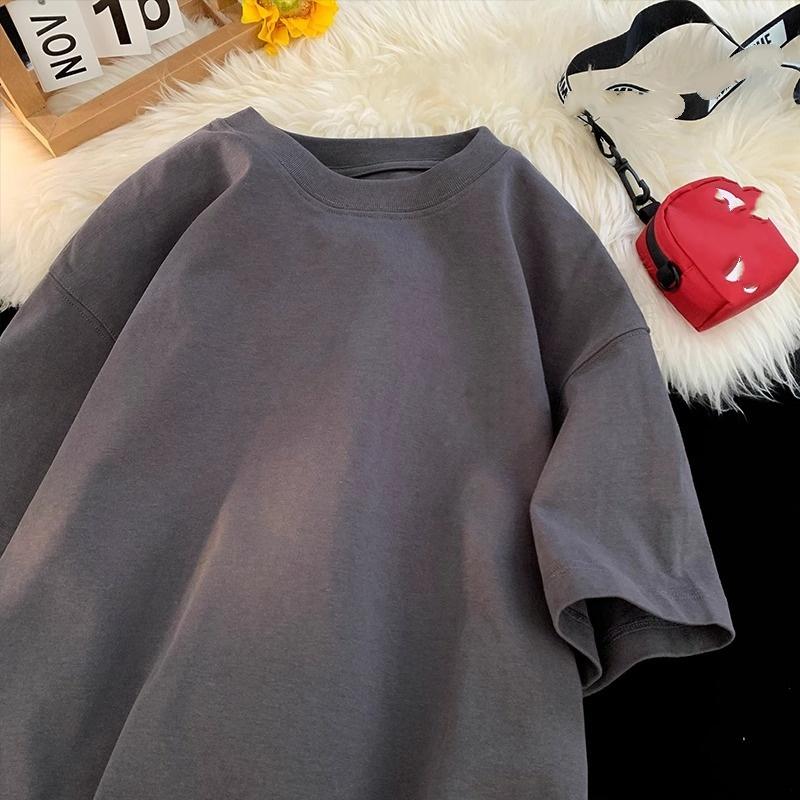 Summer 100% Pure Cotton Men's and Women's Casual Sports Loose Soft Short-sleeved O-neck Comfortable and Breathable T-shirt