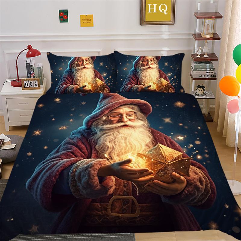 Christmas Gift 3D Printed Polyester Pillowcase Quilt Cover Two Or Three-Piece Set Is Available