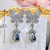 CMM Palace Style Hollow Design Zircon Butterfly Water Drop Artificial Pearl Pendant Earrings Wild Bride Wedding Party Accessories