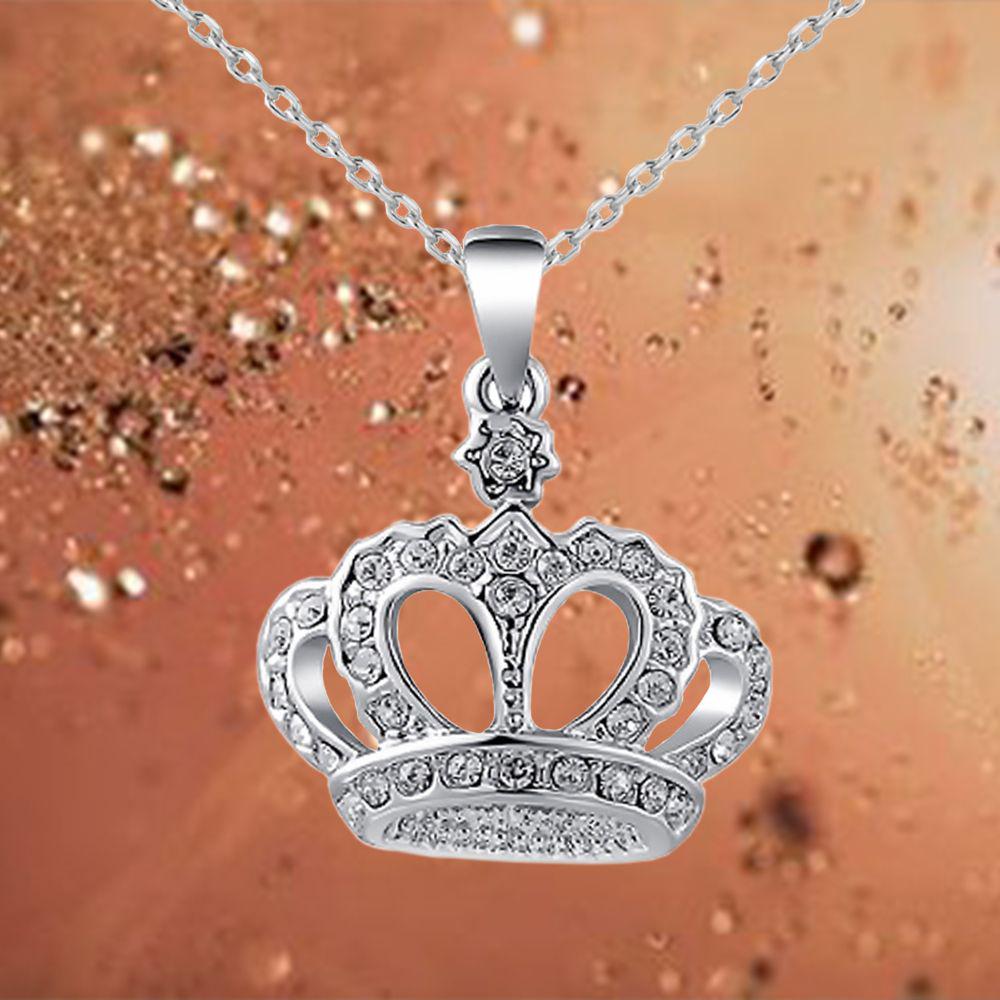 Elegant fashion crystal crown pendant long necklace sweater chain lover gift Elegant fashion crystal crown pendant long necklace sweater chain lover gift