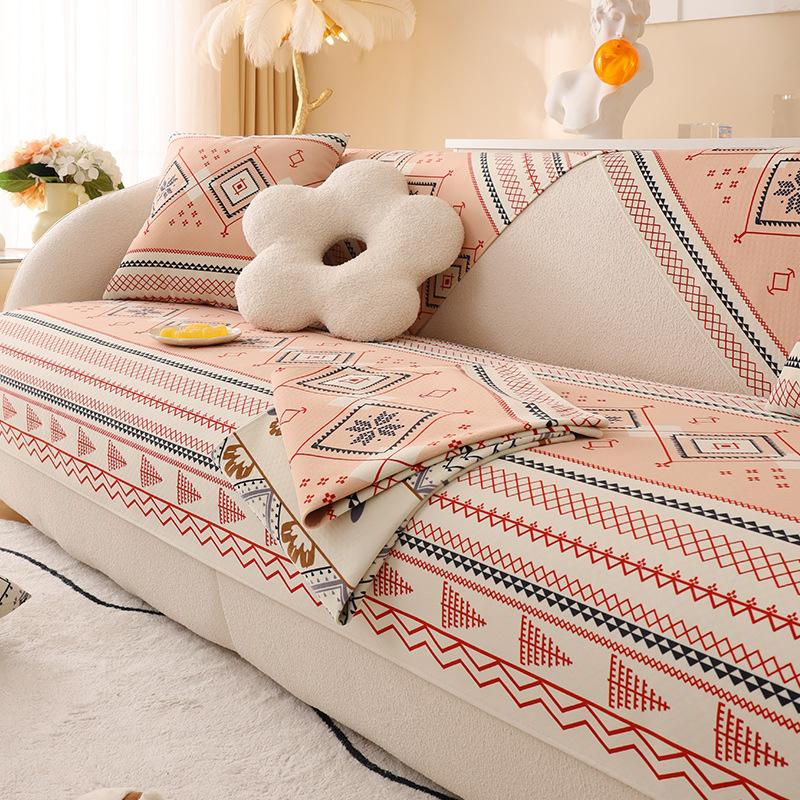 Coussin de canapé en velours diamant quatre saisons coussin en cuir antidérapant général housse de canapé en peluche d'hiver housse de serviette en tissu