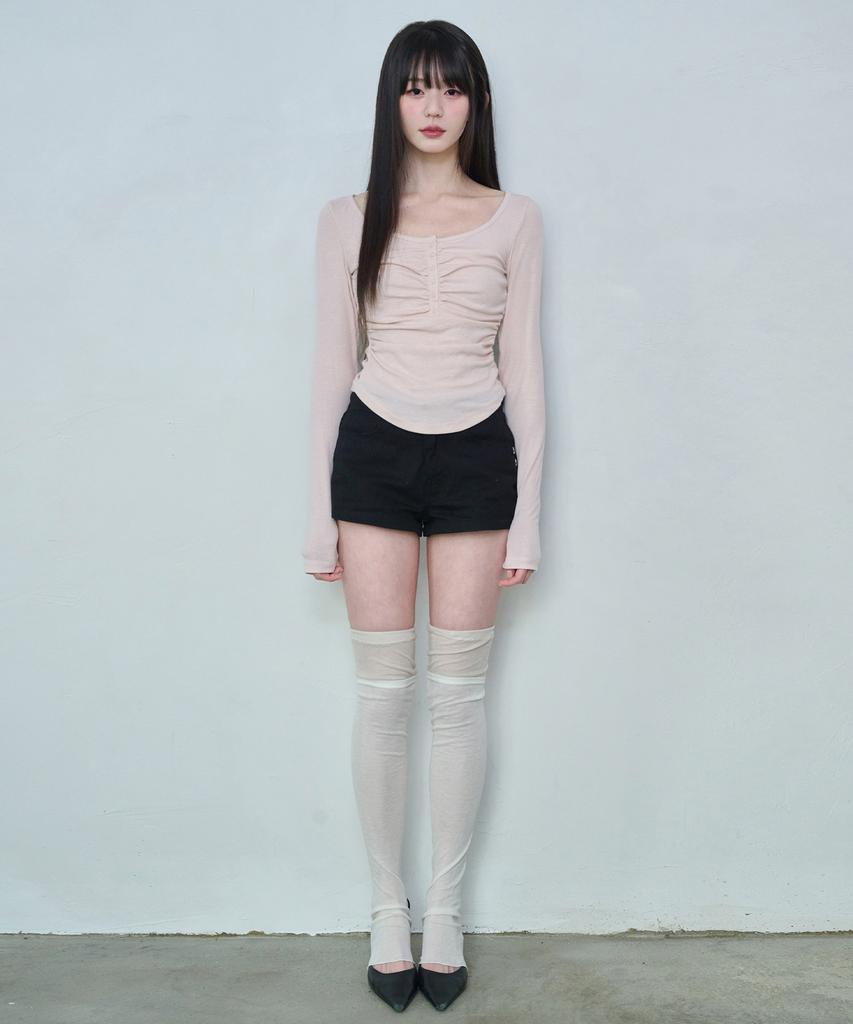 Leijeumiya Faye Soft Shirring Top [Baby Pink]