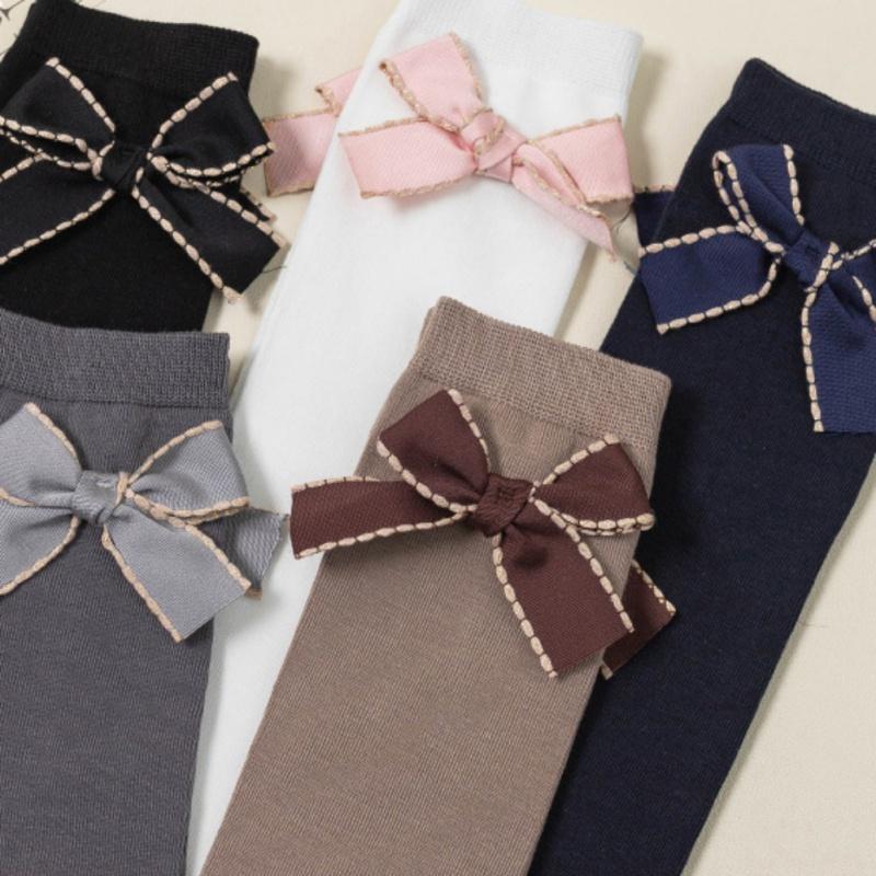 Children's Stockings Thin Kids Long Tube Socks Girls' Bowknot Stockings