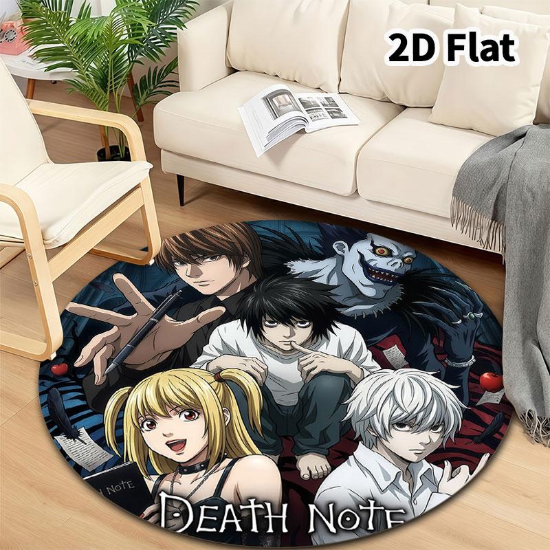 Death Note Round Area Rug Carpet Rug For Living Room Bedroom Sofa Playroom Decor Nonslip Floor Mat