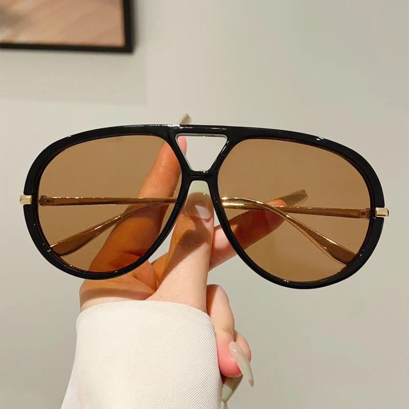 Oversized Pilot Sunglasses New in Vintage Double Bridge Sun Glasses Women Trendy Luxury Brand Design Outdoor Shades