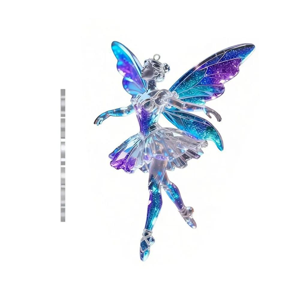 New 2D Flat Christmas Hanging Pendant Ballerina Shining Xmas Tree Hanging Ornament Simulation Acrylic Keychain Bag Charms