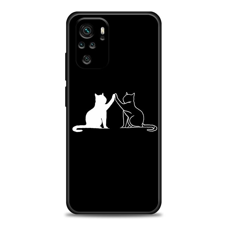 Funny Cute Cat Line Art Phone Case For Xiaomi Redmi Note 11 10 9 8 Pro 9S 8A 10S 11S Soft Cover For Redmi Note 8Pro 10Pro Fundas