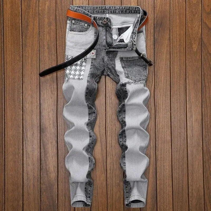 Spring Autumn Cargos Men's Clothing Straight Cargo Slim Casual Original Designer Cowboy Work Splice Jeans Pants Trousers