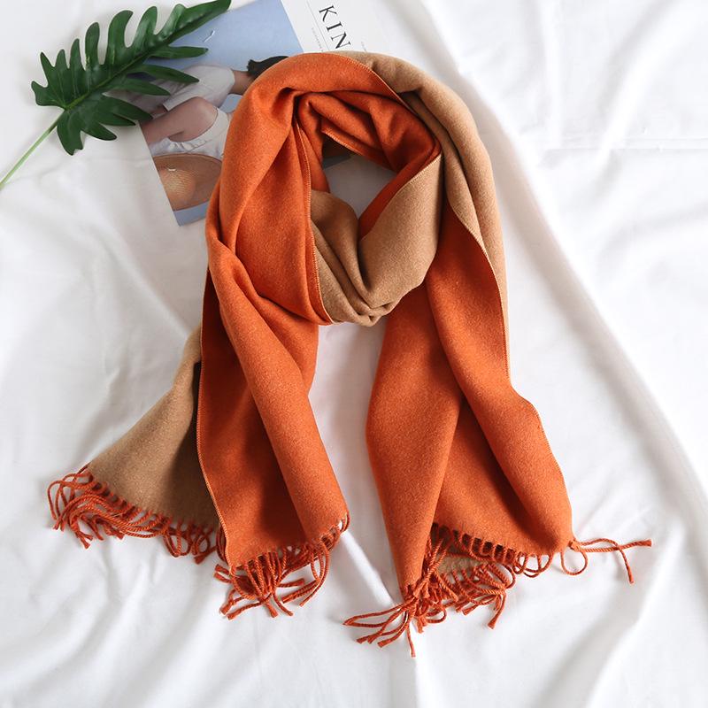 Dual-Color Korean Imitation Cashmere Scarf with Tassels - Cozy Autumn/Winter Shawl Available In 20 Colors