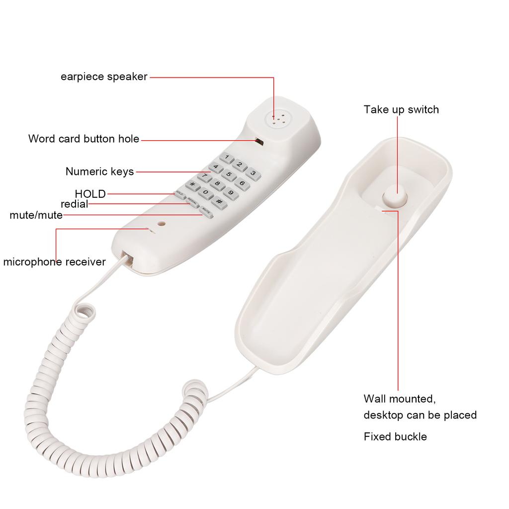 KXT1043   Phone Multifunctional Energy Saving Retro Hotel Wall Phone with Buttons for   Hotel Home(Black )