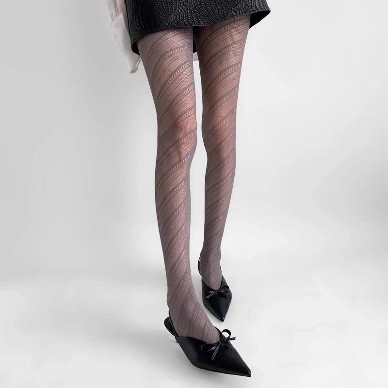 Women Sexy Twilled Stripe Fishnet Tights Nylon Mesh High Waist Pantyhose Stretchy Stockings Spice Girls Slim Bottoming Leggings
