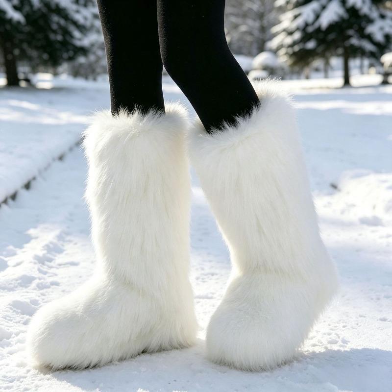 Imitation Raccoon Fur Boots Long Tube Winter Ladies Winter Imitation Fur Fox Fur Snow Boots