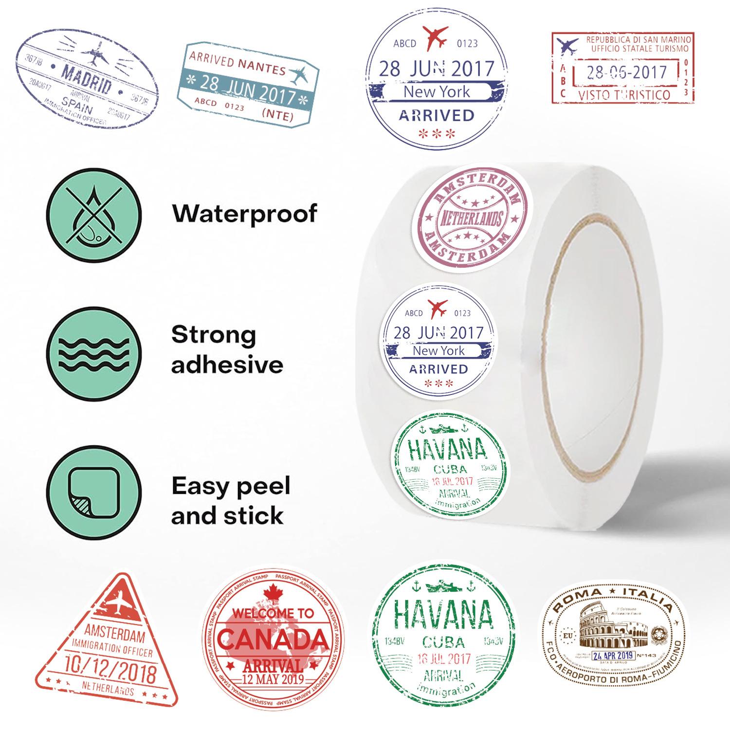 

500 Sheets/roll New Hot-selling Tape Passport Stamp Handbook Material Decorative Envelope Seal Dots