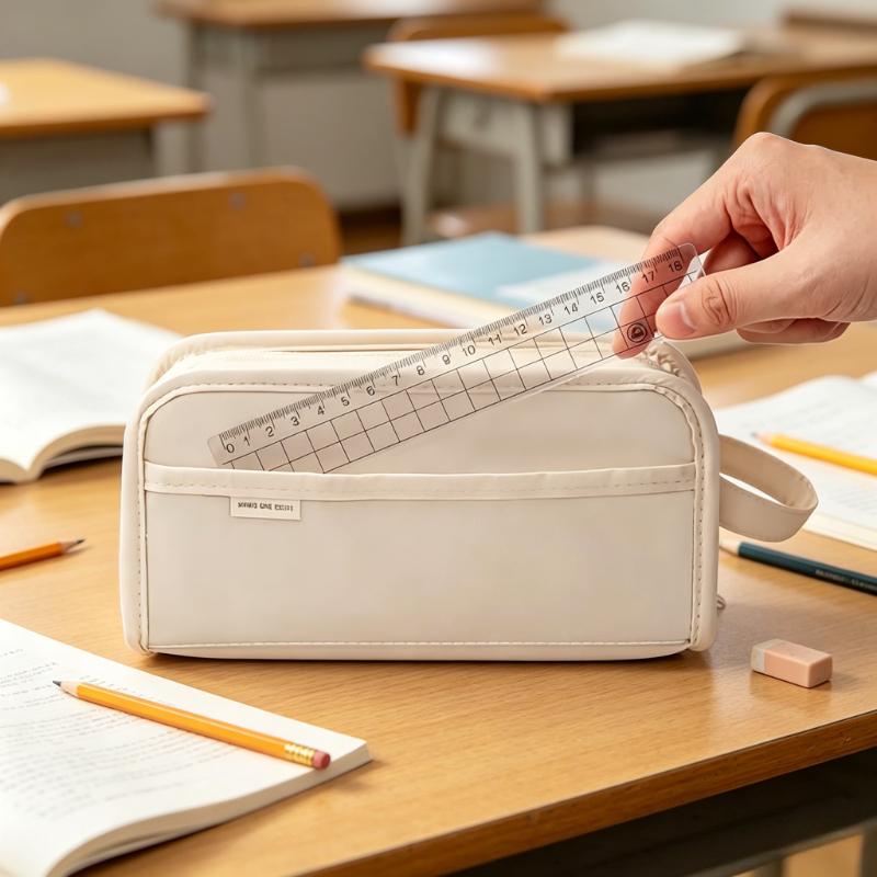 Multi-Layer Large Capacity Pencil Case with Compartments Minimalist Aesthetic Pen Bag for Office School Stationery Organization