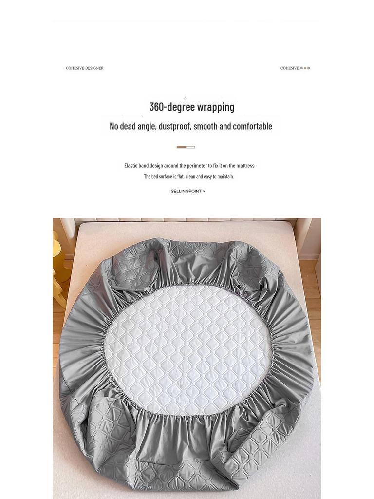 Solid Color Quilted Waterproof Bed Sheet - Thick Brushed Simmons Protective Cover for Home Use