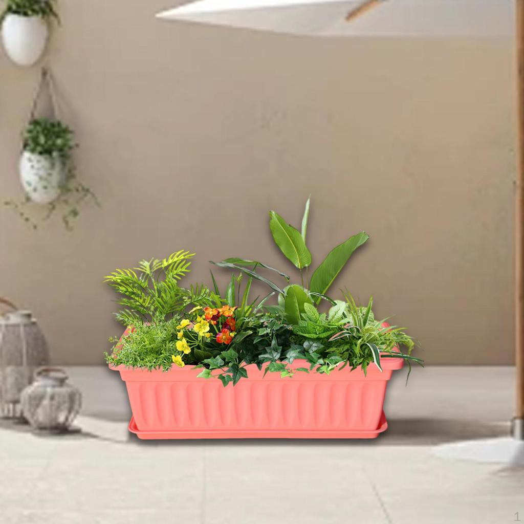 Flower Pot Window Box Planter Decoration with Saucers for Gardening Nursery Entrance Railing Outside