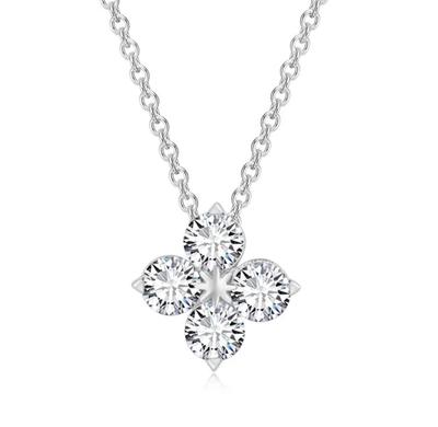 Pendant with Link Chain, Floral Shape Necklace for Women & Girls