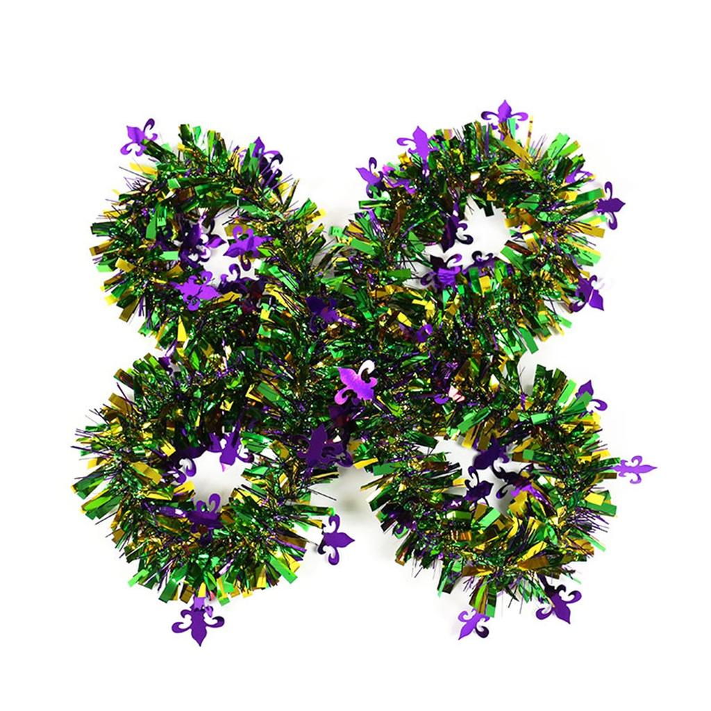Mardi Gras Decorations Garland 2m Hanging Party Accessory Streamers Green Gold Purple Glittering Garland Decor