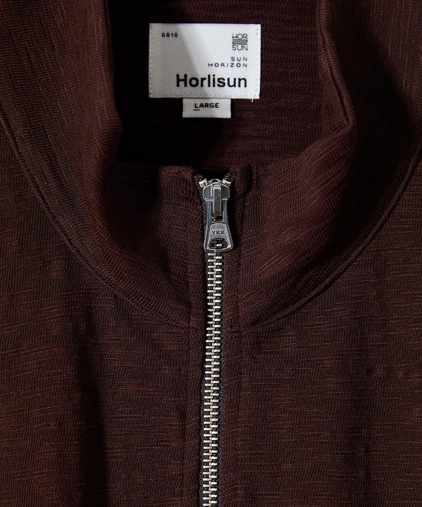 Horlisun Baxter Slub Zip Up Jacket Dark Brown