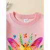 European Sizes Vibrant Dragonflies And Butterflies Crew Neck Sweatshirt for Girls, Autumn Winter Long-Sleeved Western Top.