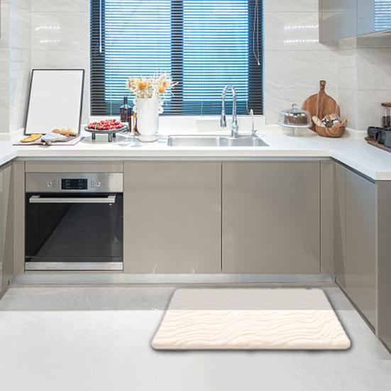 Absorbent Bathroom Rug Soft Bath Mat with Anti-Slip Bottom Plush Wavy Texture Rug