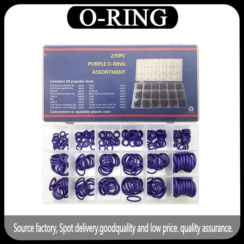 270Pcs NBR O-Ring Assortment Kit Nitrile Rubber High Pressure O-ring Seal Kit Valve CS 1.78mm~3.53mm OD 5.29mm~17.17mm Purple