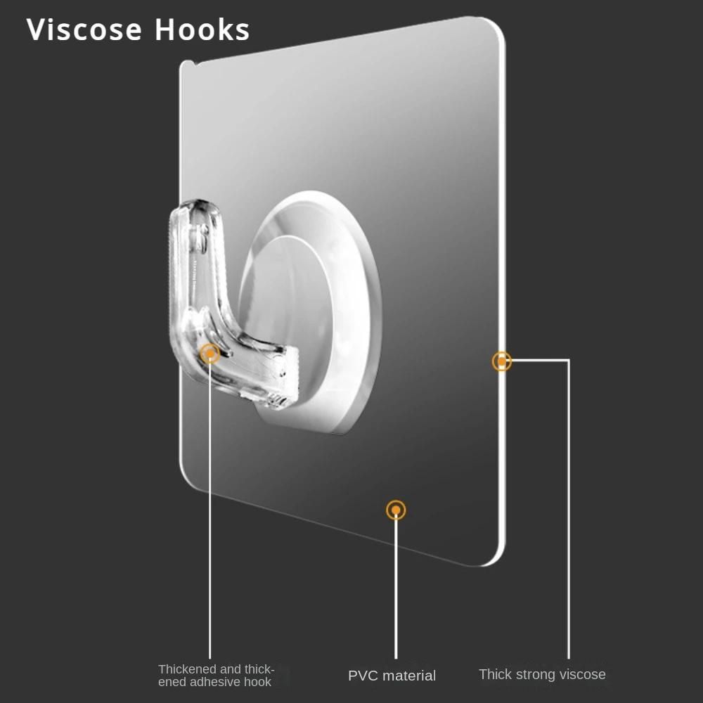 

20/5pcs For Kitchen Wall Mount Hook Transparent Home Accessories Self-adhesive Bathroom Organizer Heavy Duty Rack Storage Hooks