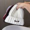 Ear Protection Cold Hat Simple Casual Men'S And Women'S Commuting Knitted Hat Embroidered Letter Warm Wool Hat