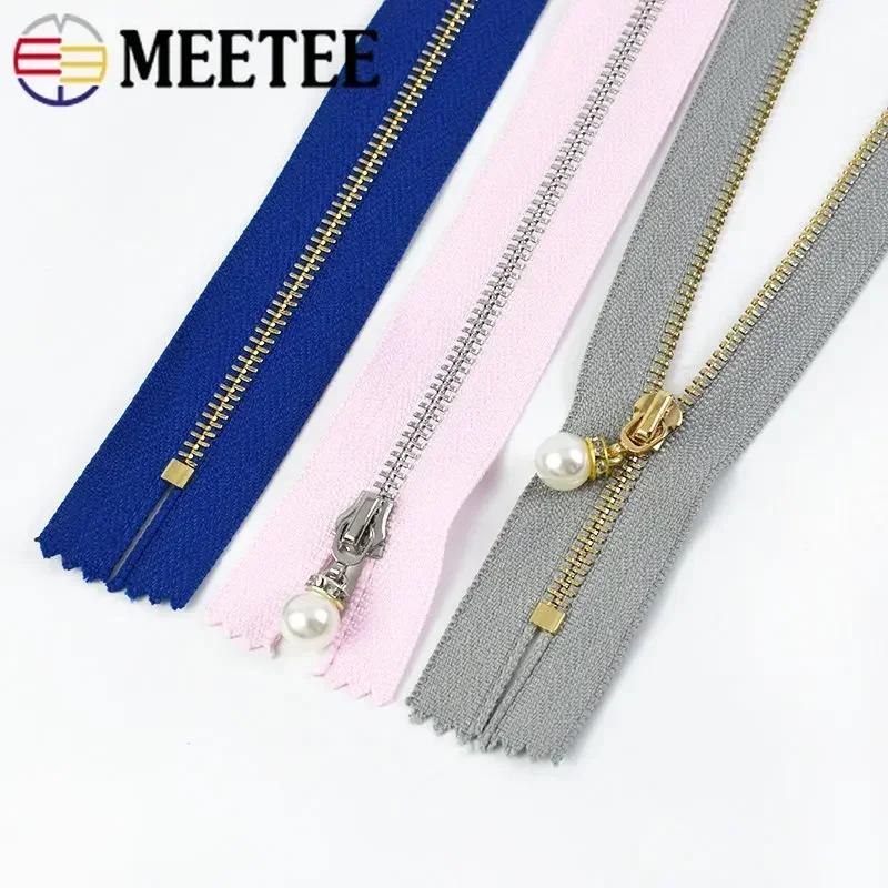5 Piezas Cremalleras Metálicas Meetee #3 15/18/20/25/30cm Cierre de Cremallera de Extremo Cerrado para Coser Chaqueta Abrigo Decoración Reparación de Cremalleras Accesorios DIY
