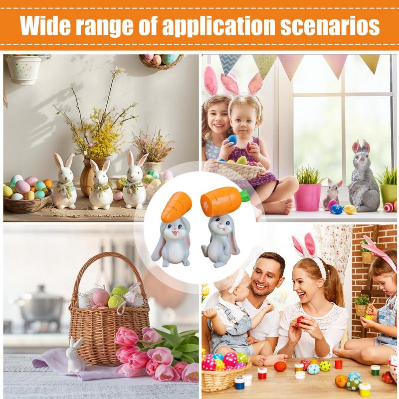 Kreslené mrkvové králíčky figurky pryskyřice ručně vyráběné zajíček mikro krajinné ozdoby realistická mini mrkvová dekorace zahrada