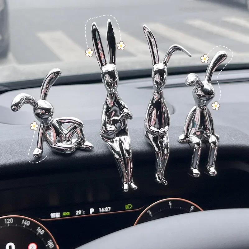 Car Ornaments Auto Center Console Pendant Rabbit Eco-friendly Plastic Cartoon Animal Rabbit Decorative Car Interior Decoration